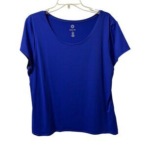 Ruby Rd. Womens Blue Short Sleeve Top Sz XL Nylon/Spandex Blend
